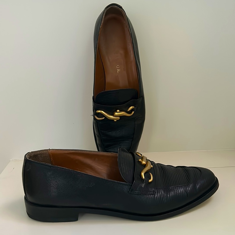 🔥HP🔥VTG Ann Taylor Loafers, black w gold buckle, size 7 1/2 M, Italy - Picture 3 of 15
